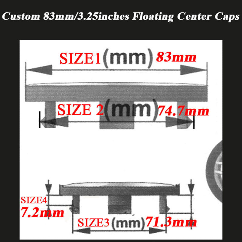 Cadillac Escalade Floating Center Caps 83mm/3.25inches