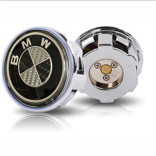 Custom Carbon Fiber in Black BMW floating center caps for Stock Rims (4Pcs)