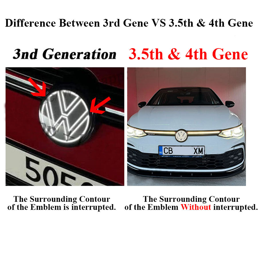 3.5th & 4th Gene VW Light up Emblem for POLO (2017-2025) (Compatible with ACC/radar for Emergency Braking)