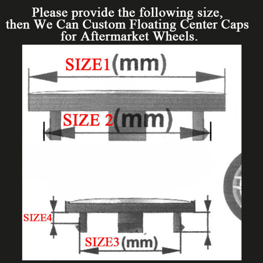 Measurements needed for your custom floating center caps