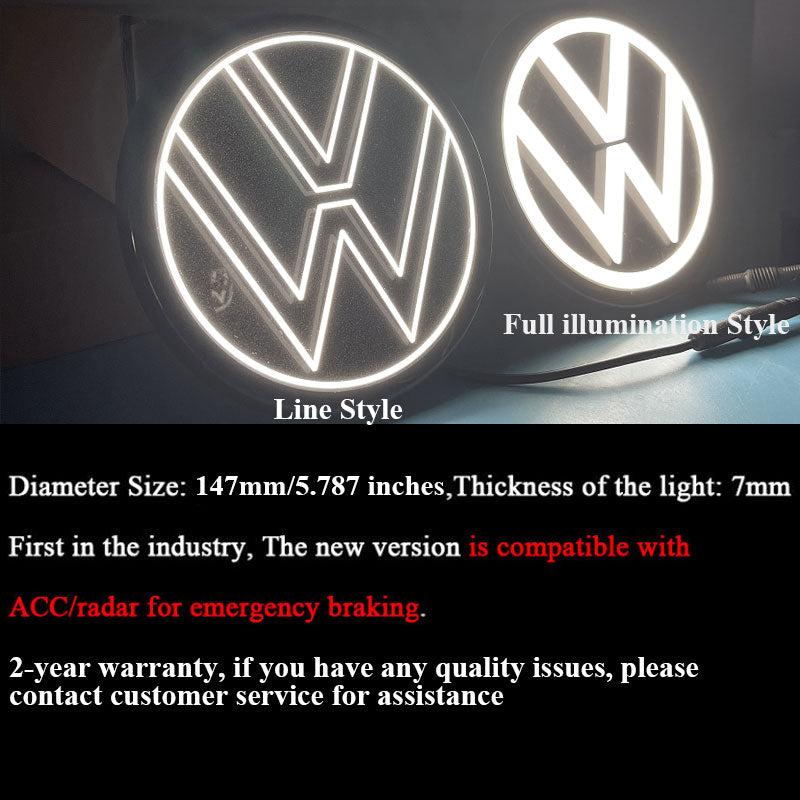 3rd Gene VW Light up Emblem for Tiguan (2018-2024) (Compatible with ACC/radar for Emergency Braking)