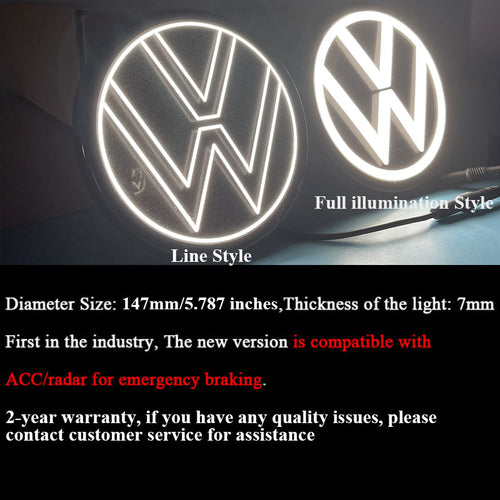 3rd Gene VW Light up Emblem for Tiguan (2018-2024) (Compatible with ACC/radar for Emergency Braking)