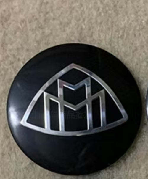 Custom Maybach Floating Center Caps (Black W/ Silver Emblem)