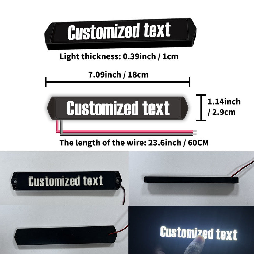 Custom LED Grille Light with Your Text — Universal Fit, 18cm (12V)