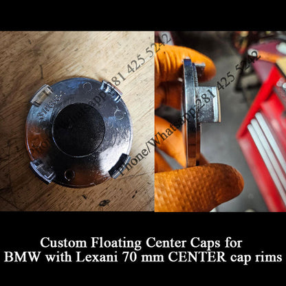 Custom Floating Center Cap for BMW with Lexani 70mm Center Caps