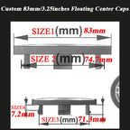 Cadillac Escalade Floating Center Caps 83mm/3.25inches