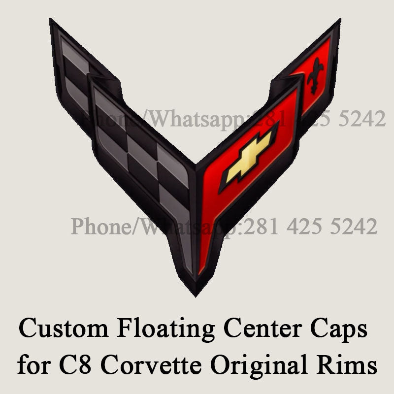 Custom Floating Center Caps for C8 Corvette Original Rims (4Pcs)