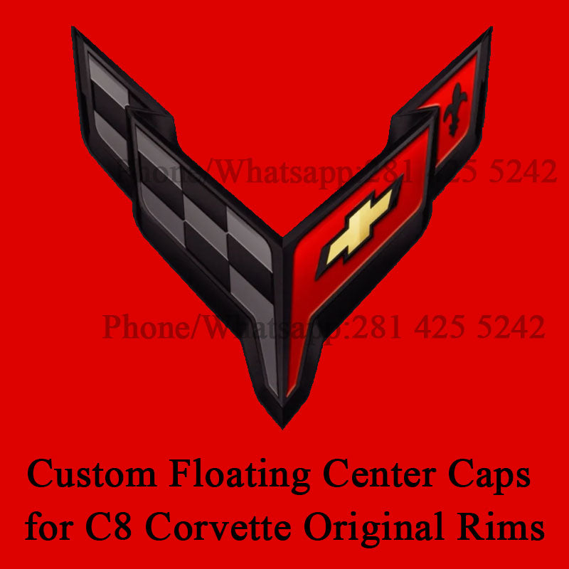 Custom Floating Center Caps for C8 Corvette Original Rims (4Pcs)