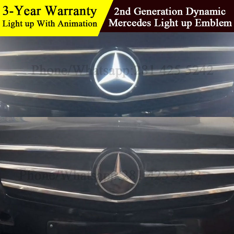 2nd Generation Dynamic Mercedes Light up Emblem Light 185mm (Two Animations)