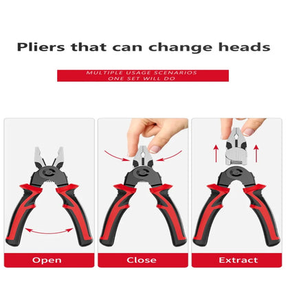 5 in 1 pliers with 5 Interchangeable Tool Heads