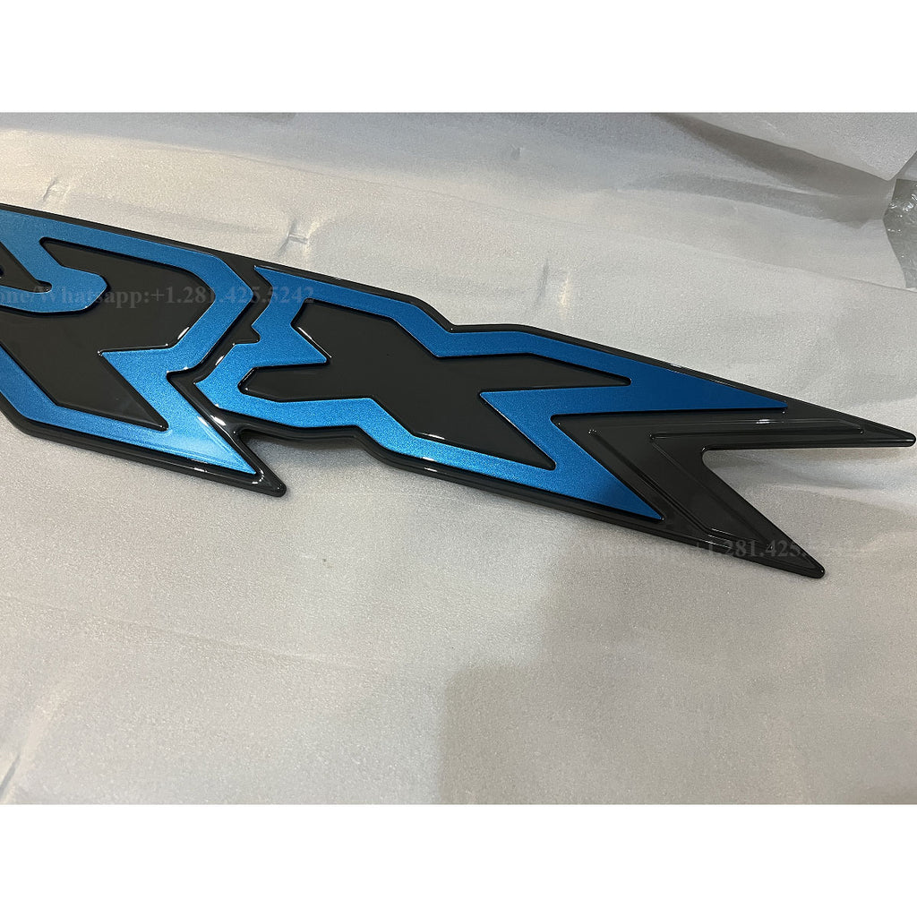 Custom Color Ram TRX Grille Emblem — Ceramic Gray + Surf Blue