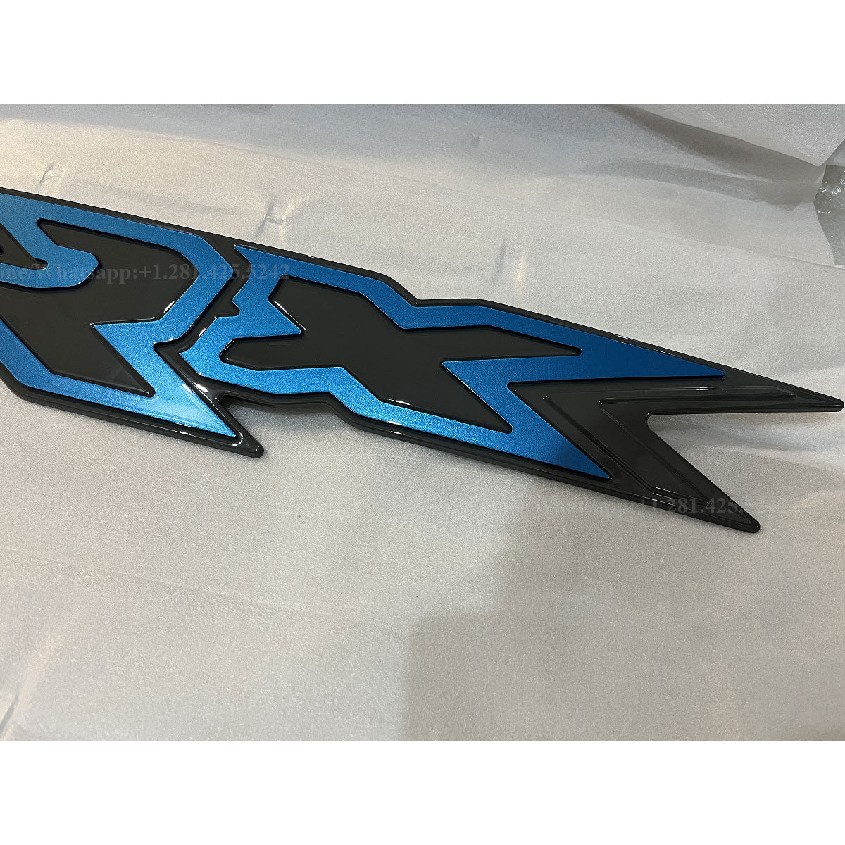 Custom Color Ram TRX Grille Emblem — Ceramic Gray + Surf Blue