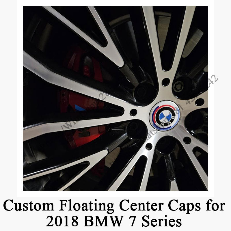 Custom BMW floating center caps for 2018 BMW 7 Series Stock Rims(50th Anniversary)