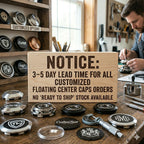 Custom Dodge Floating Center Caps 63mm for Stock Wheels (Choose from Six Designs)