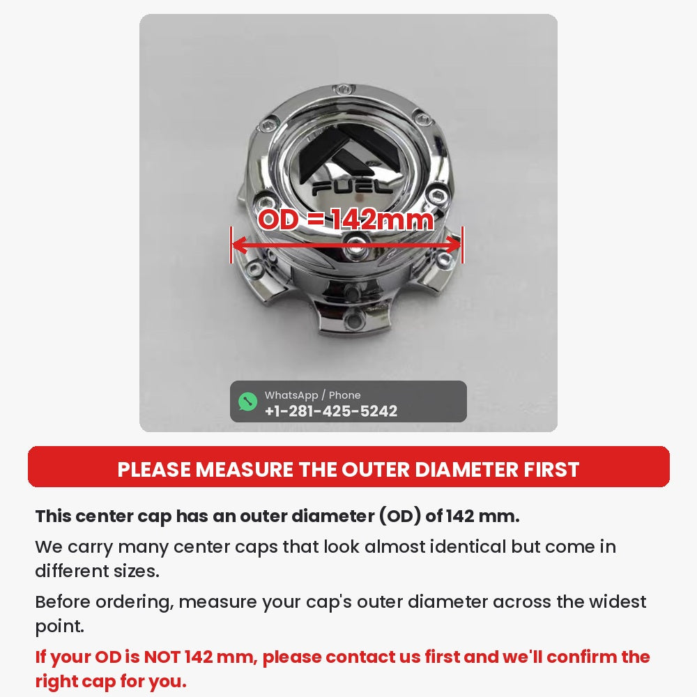 Custom Chrome Center Cap for FUEL Off-Road Wheels – 142mm OD, Made to Order( 4-Piece Set)