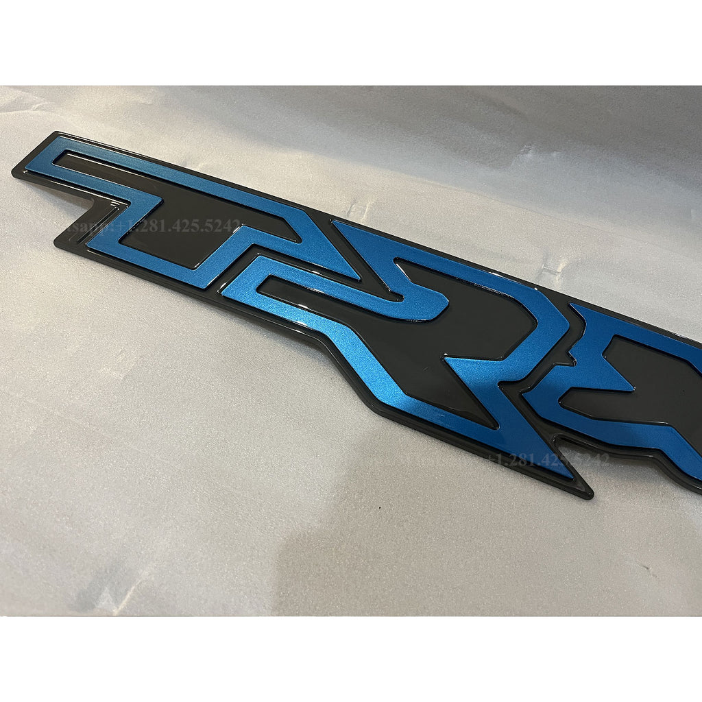 Custom Color Ram TRX Grille Emblem — Ceramic Gray + Surf Blue