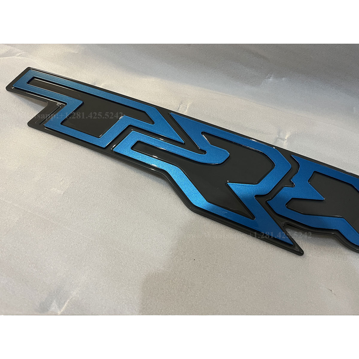 Custom Color Ram TRX Grille Emblem — Ceramic Gray + Surf Blue