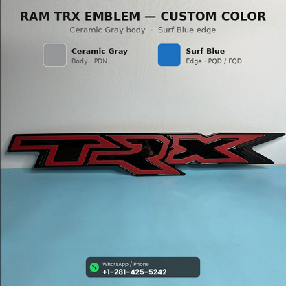 Custom Color Ram TRX Emblem — Ceramic Gray + Surf Blue