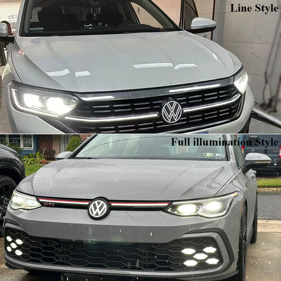 3.5th & 4th Gene VW Light up Emblem light for Golf MK8 (2019–Present) (Compatible with ACC/Radar for Emergency Braking)