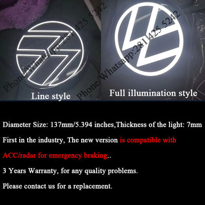 3rd Gene VW Light up Emblem 137mm (for With 360 Camera Hole Car)