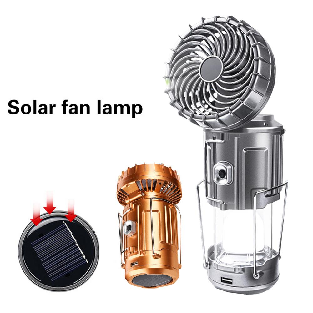 Solar Power Camping Lamp With Electric Fan