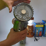 Solar Power Camping Lamp With Electric Fan