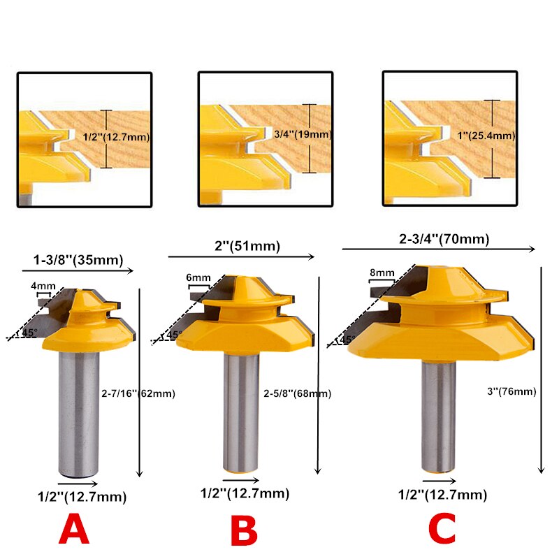 45 Degree Lock Miter Router Bit