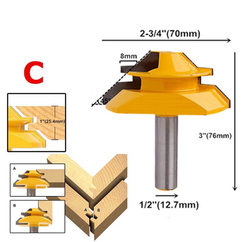 45 Degree Lock Miter Router Bit